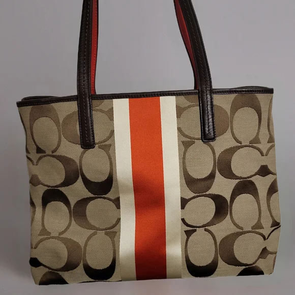 Coach Hampton Signature Stripe Tote. - Picture 2 of 9